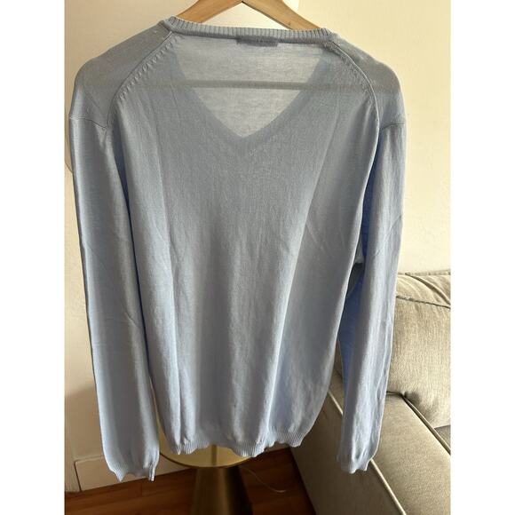 Made In Italy Cotton Extra Fine Blue Sweater L Preppy Coastal Old Money Summer - Picture 3 of 13